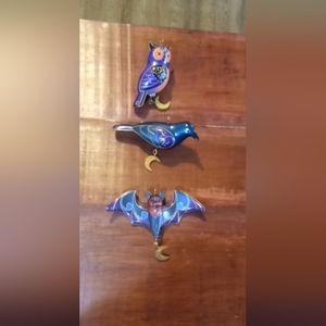 Hallmark ornaments bat, owl, crow